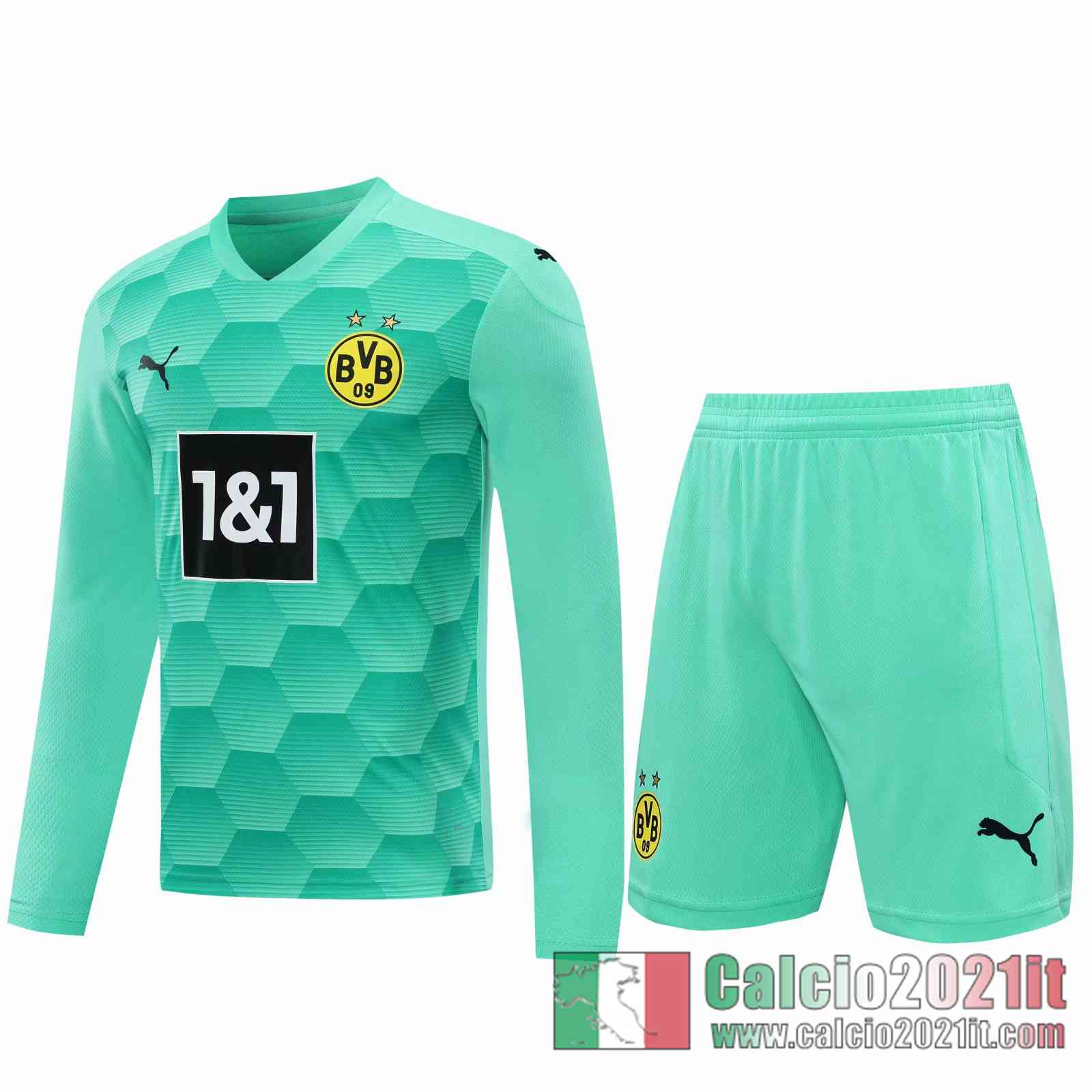 Dortmund Maglie Calcio Portiere Manica Lunga blu verde 2020 2021