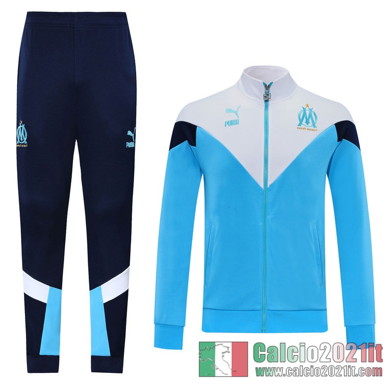 Olympique Marsiglia Full-Zip Giacca Light blue / white stile classico 2020 2021 J23