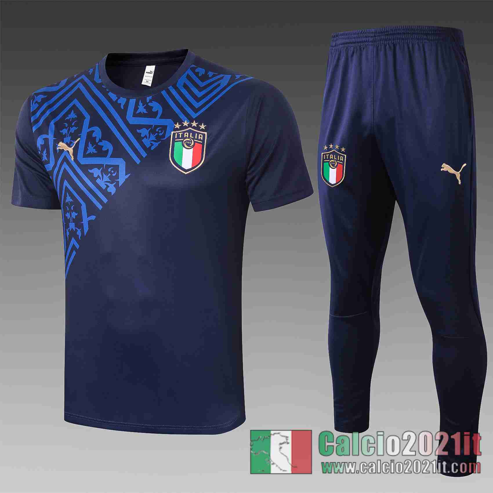 Italy Magliette Tuta Calcio Blu scuro 2020 2021 T13