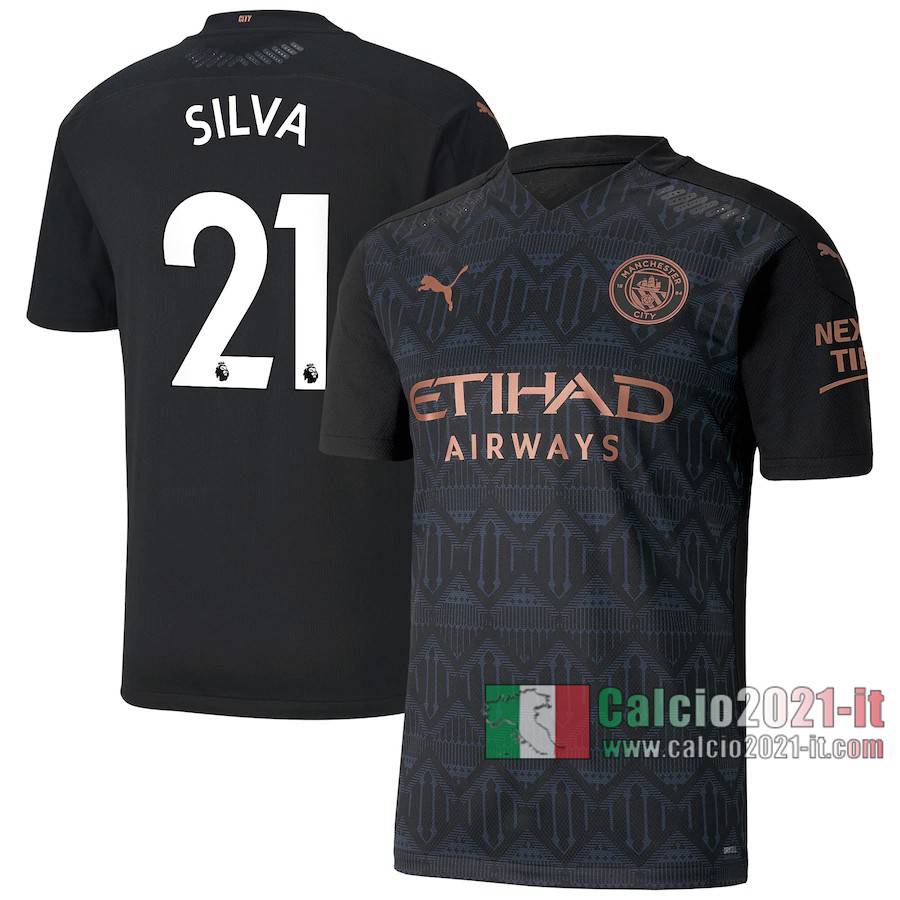 Le Nuove Seconda Maglia Calcio Manchester City Uomo Silva #21 2020-2021