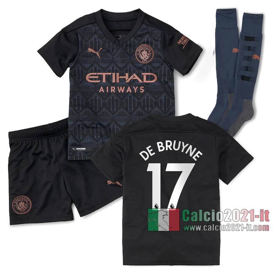 Le Nuove Seconda Maglia Calcio Manchester City Bambino Bruyne #17 2020-2021
