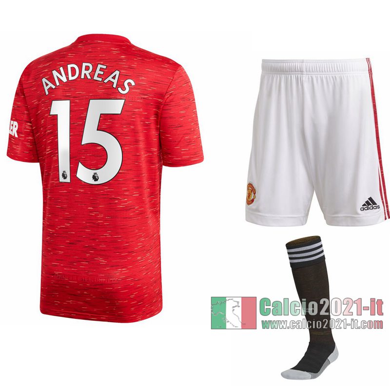 Le Nuove Prima Maglia Calcio Manchester United Bambino Andreas Pereira #15 2020-2021