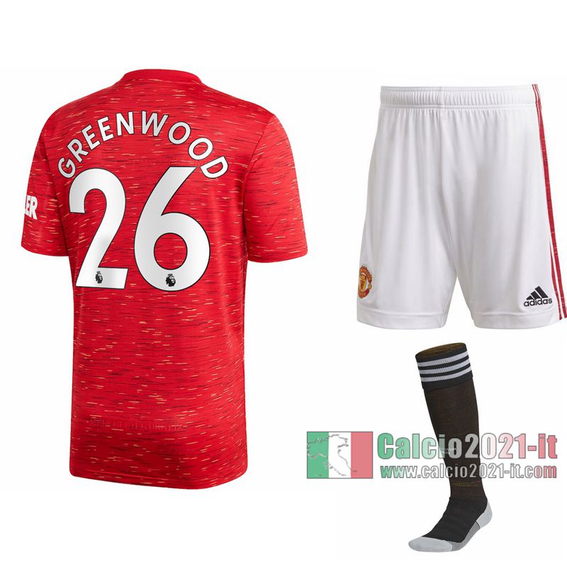 Le Nuove Prima Maglia Calcio Manchester United Bambino Mason Greenwood #26 2020-2021