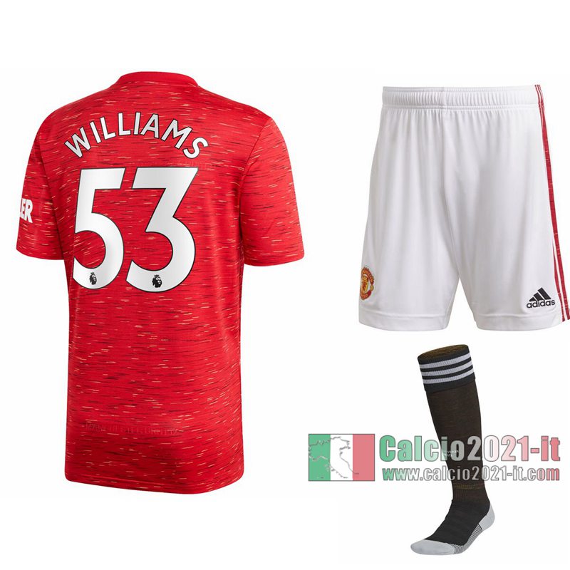 Le Nuove Prima Maglia Calcio Manchester United Bambino Brandon Williams #53 2020-2021