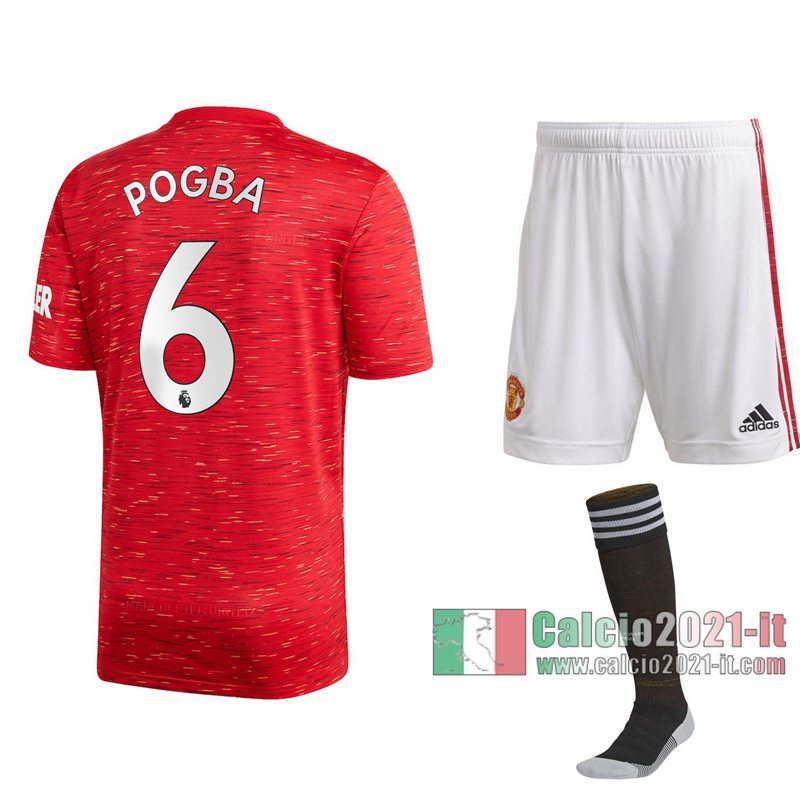 Le Nuove Prima Maglia Calcio Manchester United Bambino Paul Pogba #6 2020-2021