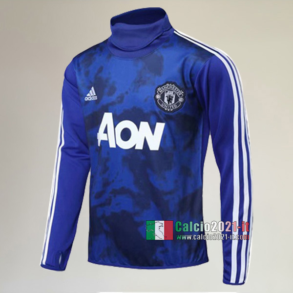 Track Top| Nuove Del Manchester United Felpa Sportswear Collare Alto Azzurra Classiche 2019-2020