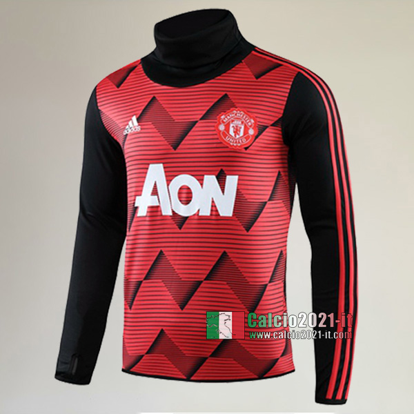 Track Top| Nuove Del Manchester United Felpa Sportswear Collare Alto Rossa Retro 2019-2020