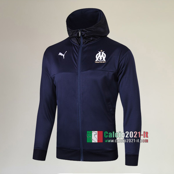 La Nuova Olympique Marsiglia Full-Zip Giacca Antivento Azzurra Scuro Classiche 2019/2020