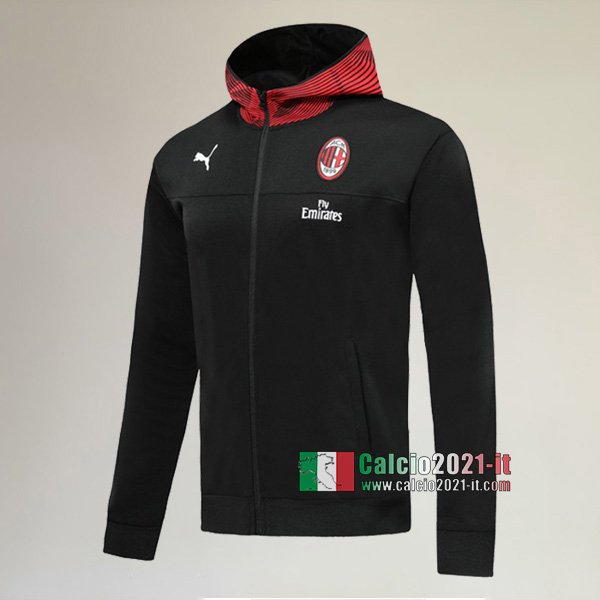 Nuova Del Milano Full-Zip Giacca Cappuccio Hoodie Nera Replica 2019/2020 :Calcio2021-it