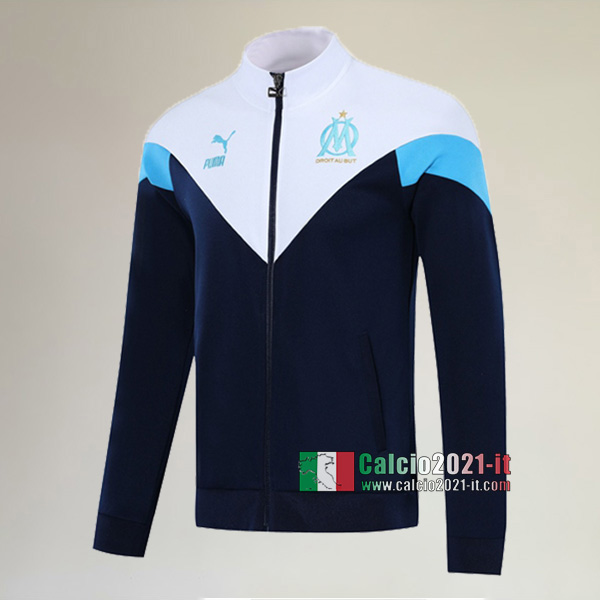 La Nuova Olympique Marsiglia Full-Zip Giacca Azzurra Reale Bianca Classiche 2020/2021