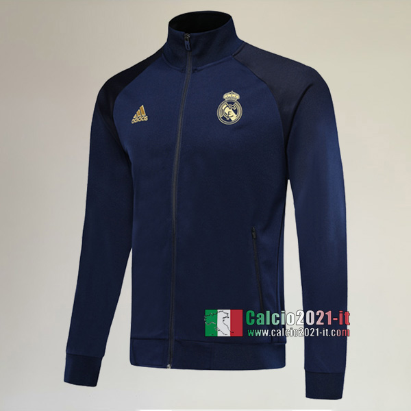 La Nuove Real Madrid Full-Zip Giacca Azzurra Scuro Retro 2019/2020 :Calcio2021-it