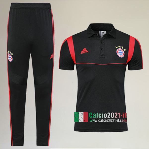 La Nuova Kit Magliette Polo Bayern Monaco Manica Corta + Pantaloni Nera 2019/2020 :Calcio2021-it