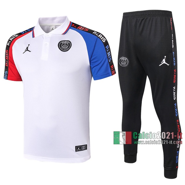 Calcio2021-It: Nuova Maglietta Polo Shirts Paris Saint Germain Jordan Manica Corta Bianca Azzurra Rossa 2020/2021