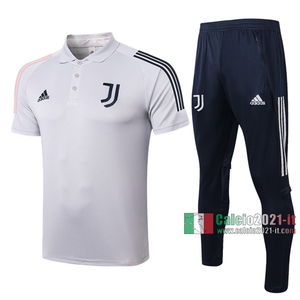 Calcio2021-It: Nuova Maglietta Polo Shirts Juventus Turin Manica Corta Grigio Chiaro 2020/2021