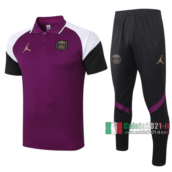 Calcio2021-It: Nuova Maglietta Polo Shirts Paris Saint Germain Jordan Manica Corta Porpora 2020/2021