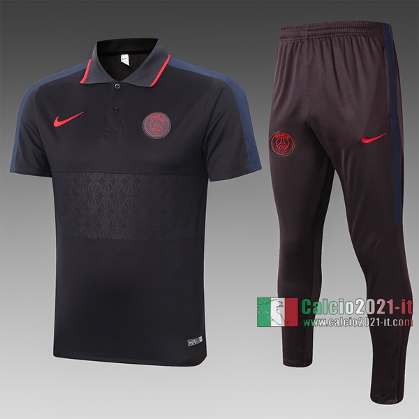 Calcio2021-It: Nuove Maglietta Polo Shirts Paris Saint Germain Manica Corta Nera - Grigia C426# 2020/2021