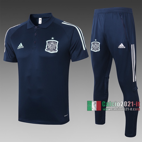 Calcio2021-It: Nuova Vintage Maglietta Polo Shirts Espagne Manica Corta Azzurra Marino C448# 2020/2021