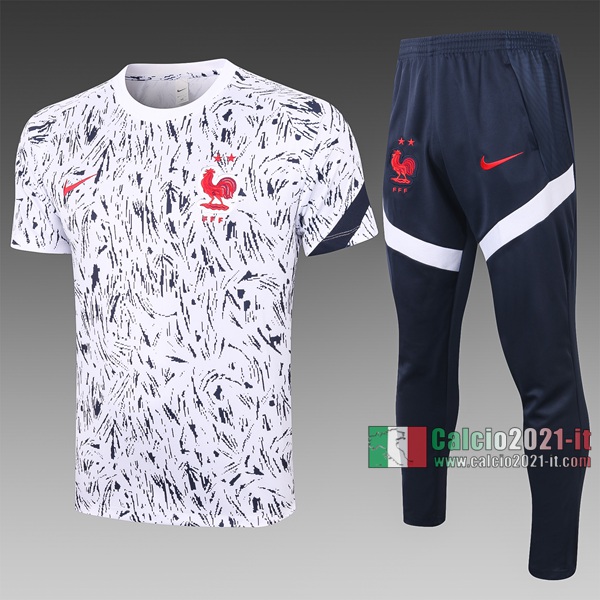 Calcio2021-It: Nuove T Shirt Polo Francia Manica Corta Bianca Graffiti C475# 2020/2021