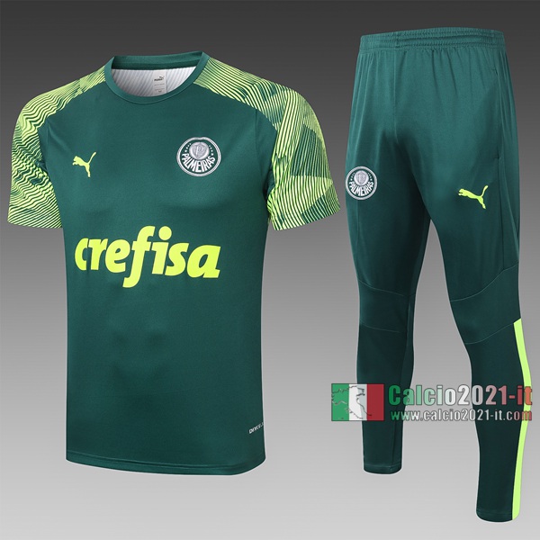 Calcio2021-It: Nuove Vintage T Shirt Polo Palmeiras Manica Corta Verde Scuro C481# 2020/2021