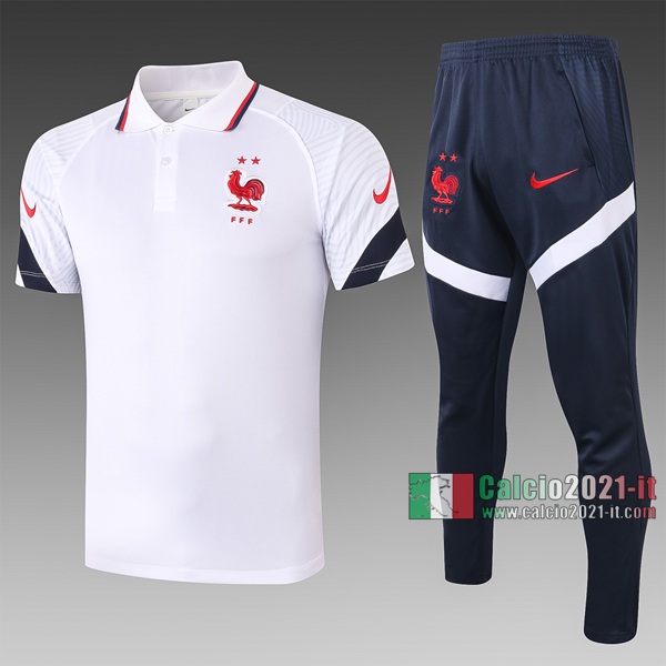 Calcio2021-It: Nuove Retro Maglietta Polo Shirts Francia Manica Corta Bianca C487# 2020/2021