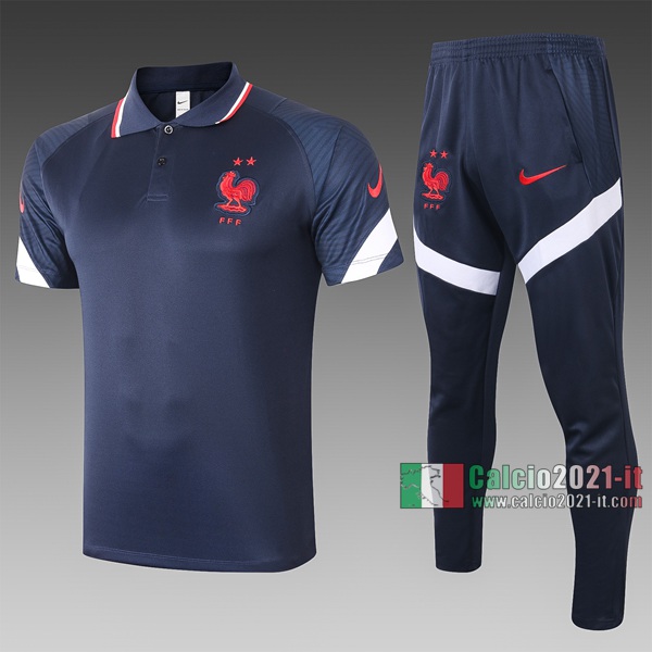 Calcio2021-It: Nuova Maglietta Polo Shirts Francia Manica Corta Azzurra Marino C488# 2020/2021