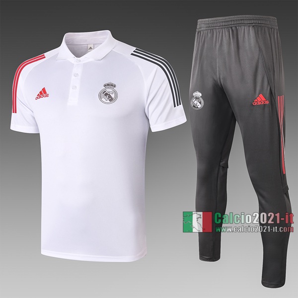 Calcio2021-It: Nuova Ufficiale Maglietta Polo Shirts Real Madrid Manica Corta Bianca C512# 2020/2021
