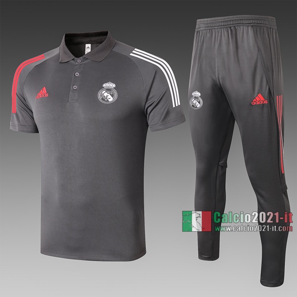 Calcio2021-It: Nuove Foggia Maglietta Polo Shirts Real Madrid Manica Corta Grigio Scuro C513# 2020/2021