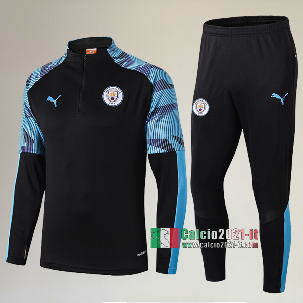 A++ Qualità: Nuova Del Tuta Manchester City + Pantaloni Nera/Azzurra 2019 2020