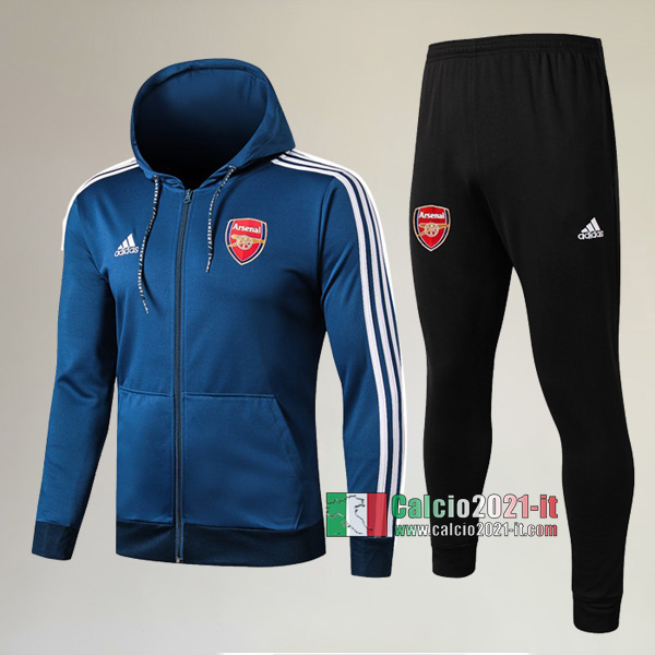 AAA Qualità: Full-Zip Giacca Cappuccio Hoodie Nuove Del Tuta Arsenal FC + Pantaloni Azzurra 2019/2020