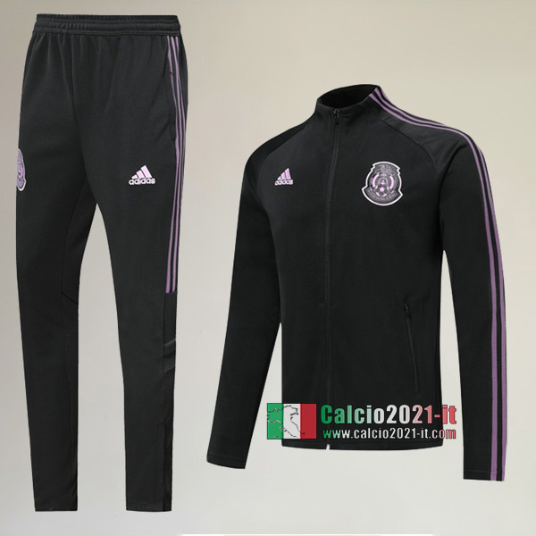 AAA Qualità: Full-Zip Giacca Nuove Del Tuta Messico + Pantaloni Nera Porpora 2019/2020