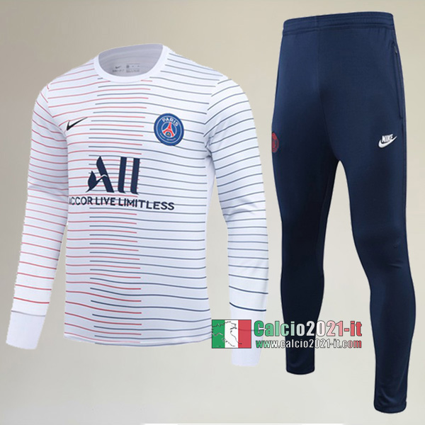 A++ Qualità: Nuova Del Tuta PSG Paris Saint Germain + Pantaloni Bianca A Strisce 2020/2021
