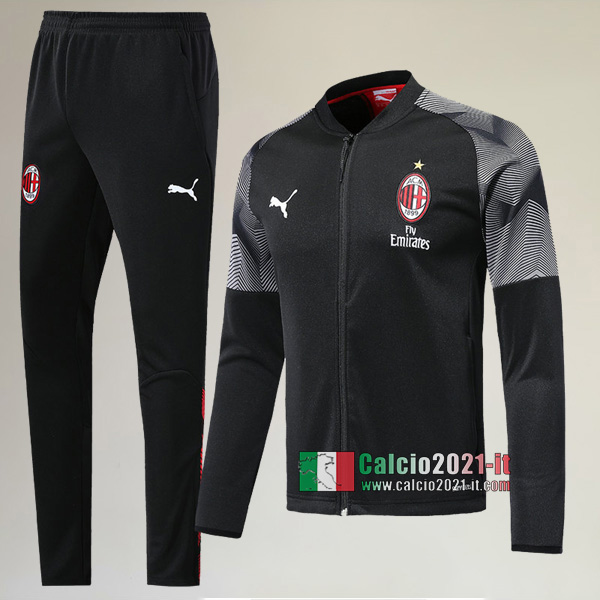 AAA Qualità: Full-Zip Giacca Nuove Del Tuta Da AC Milan + Pantaloni Nera 2019 2020