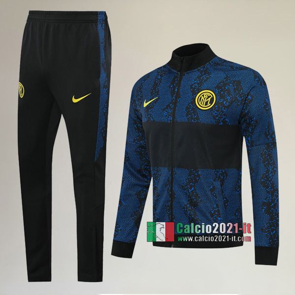 AAA Qualità: Full-Zip Giacca Nuove Del Tuta Da Inter Milan + Pantaloni Azzurra Nera 2020-2021