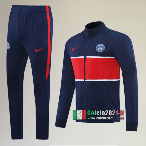 A++ Qualità: Full-Zip Giacca Nuova Del Tuta Del PSG Paris + Pantaloni Azzurra Rossa 2020/2021