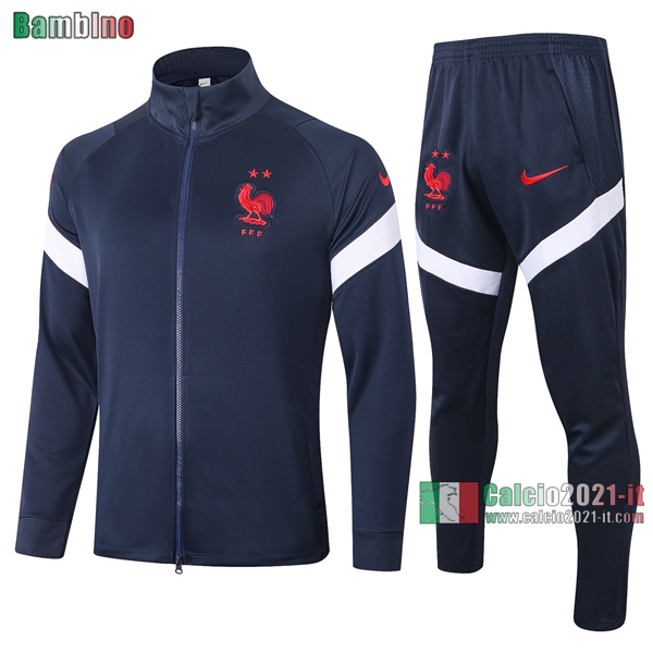 Calcio2021-It: Full-Zip Giacca Sportswear Nuove Del Francia Bambino Azzurra Marino 2020/2021 Retro Thailandia