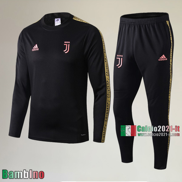 AAA Qualità Felpa Nuova Del Kit Tuta Juventus Turin Bambino Nera/Bianca Classiche 2019/2020