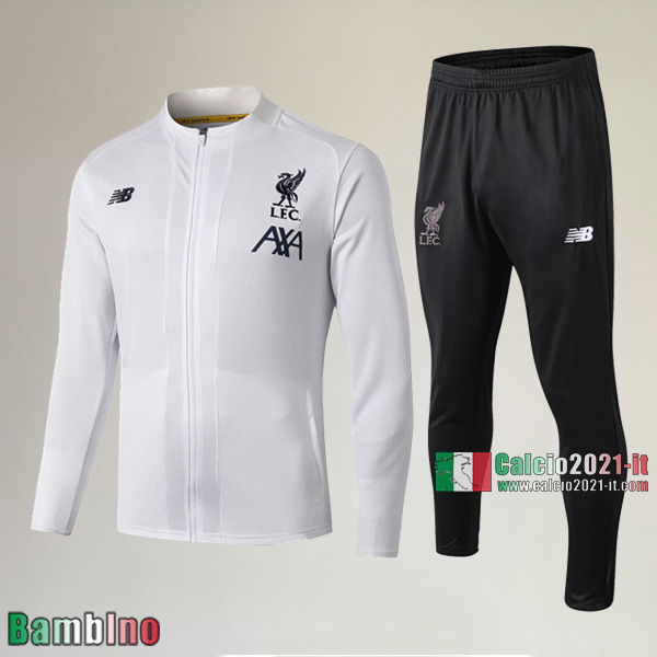 A++ Qualità Full-Zip Giacca Nuove Del Kit Tuta Liverpool FC Bambino Bianca Originale 2019/2020
