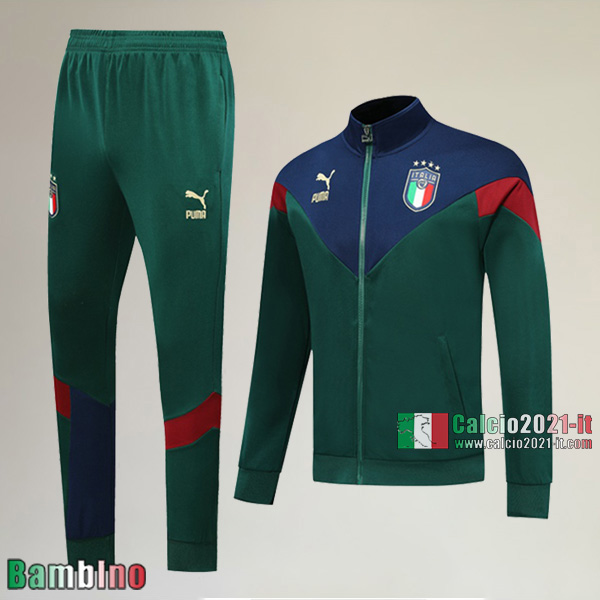 AAA Qualità Full-Zip Giacca Nuova Del Kit Tuta Italia Bambino Verde Retro 2019/2020