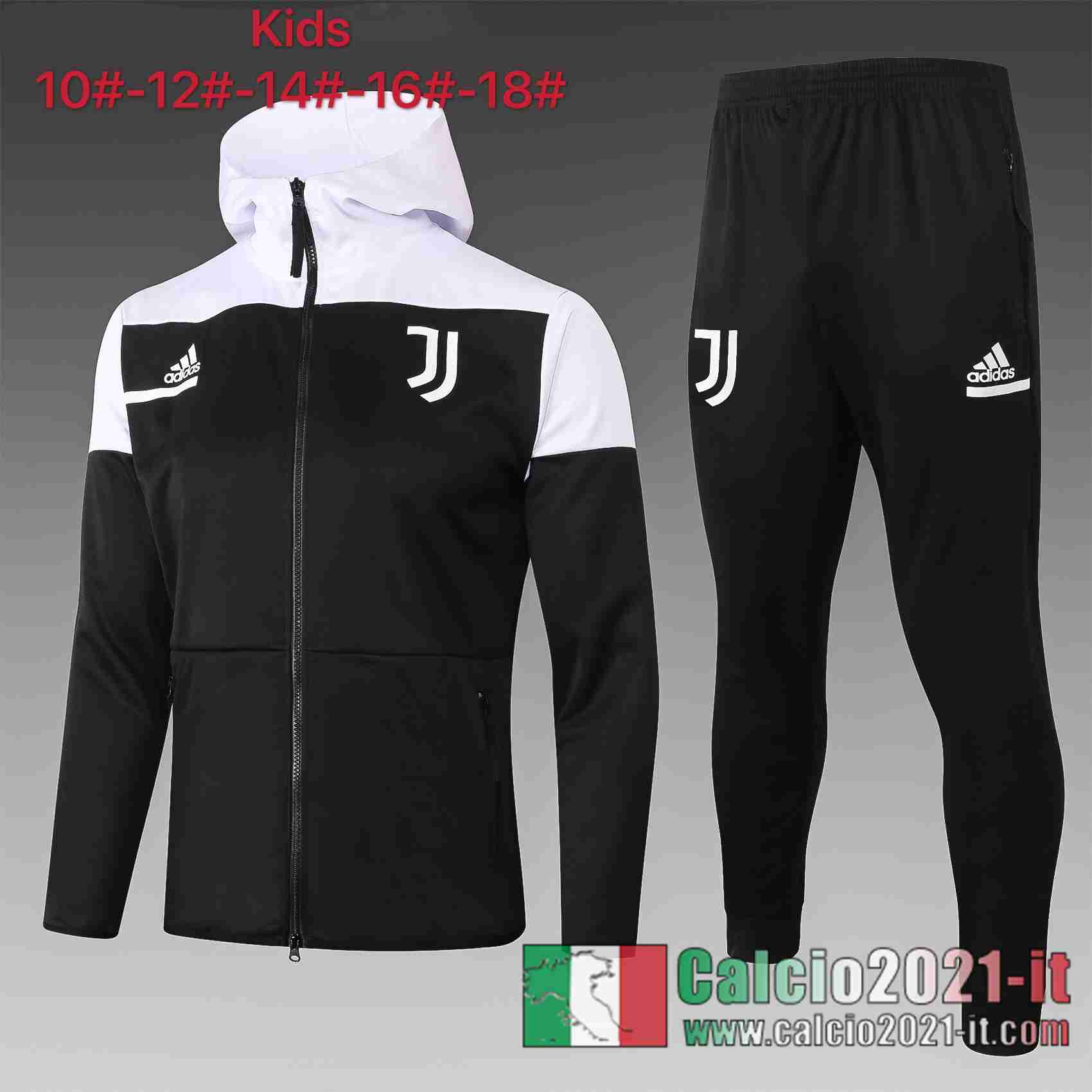 Juventus Tuta Calcio - Giacca Felpa con cappuccio Bambino Bianco e nero 2020 2021 E489