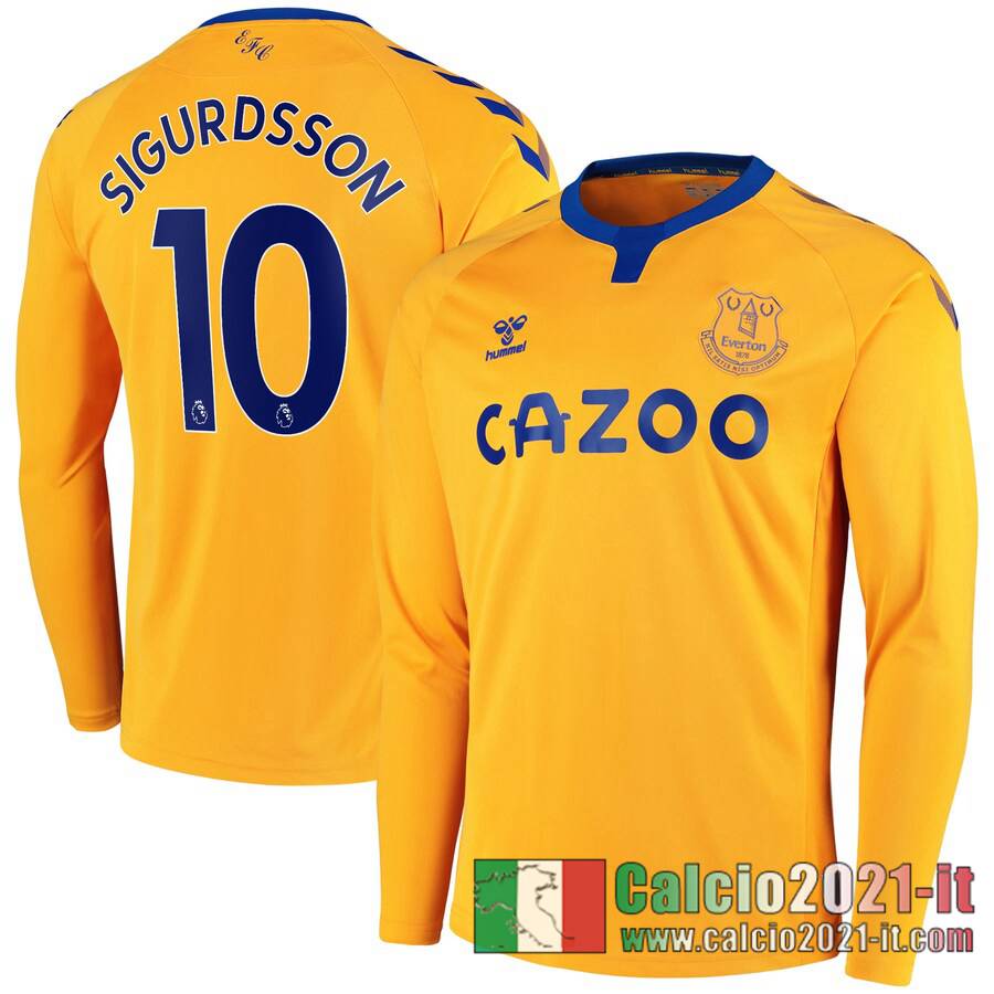 Everton Maglia Calcio Sigurdsson #10 Seconda Manica Lunga 2020-21