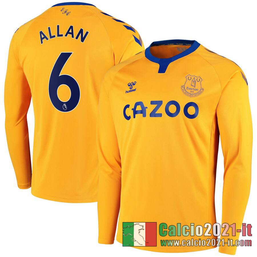 Everton Maglia Calcio Allan #6 Seconda Manica Lunga 2020-21