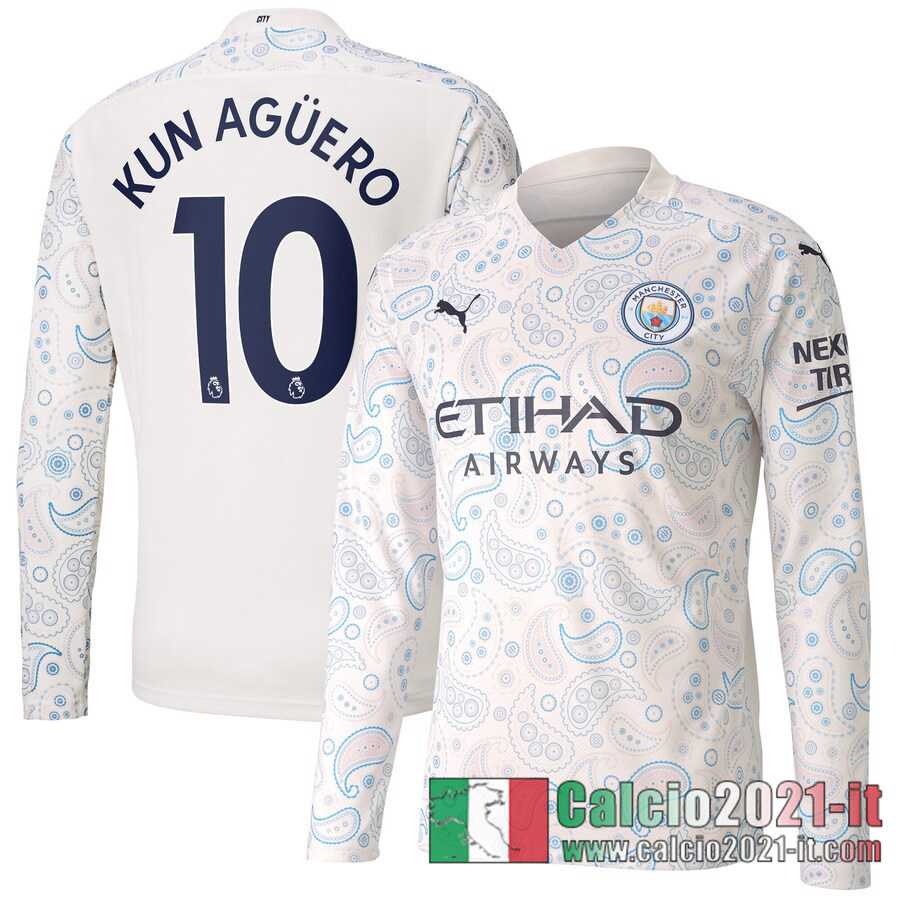 Manchester City Maglia Calcio Kun Agüero #10 Terza Manica Lunga 2020-21