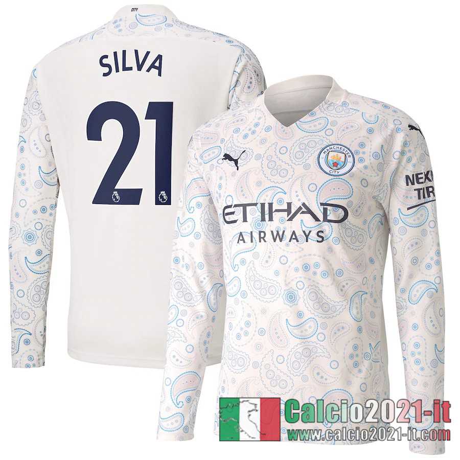 Manchester City Maglia Calcio Silva #21 Terza Manica Lunga 2020-21
