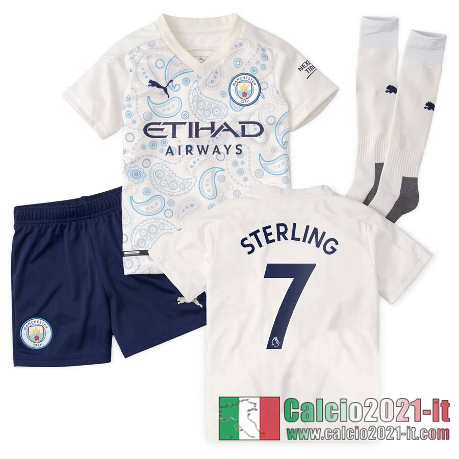 Manchester City Maglia Calcio Sterling #7 Terza Bambino 2020-21