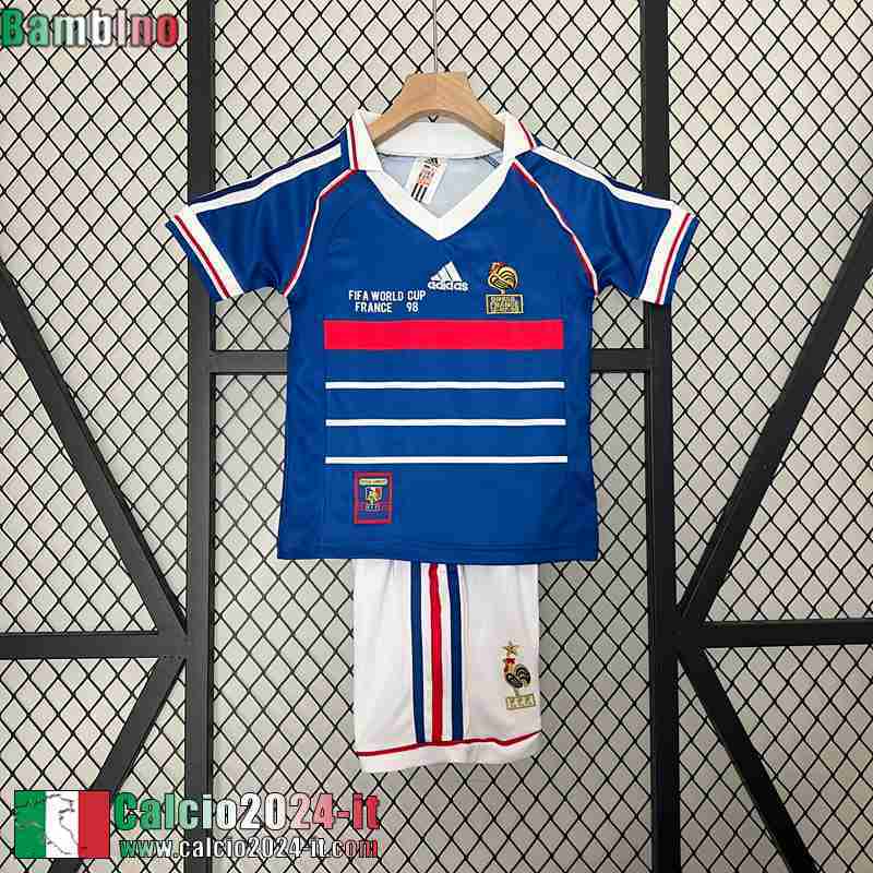 Francia Retro Maglia Calcio Prima Bambini 1998