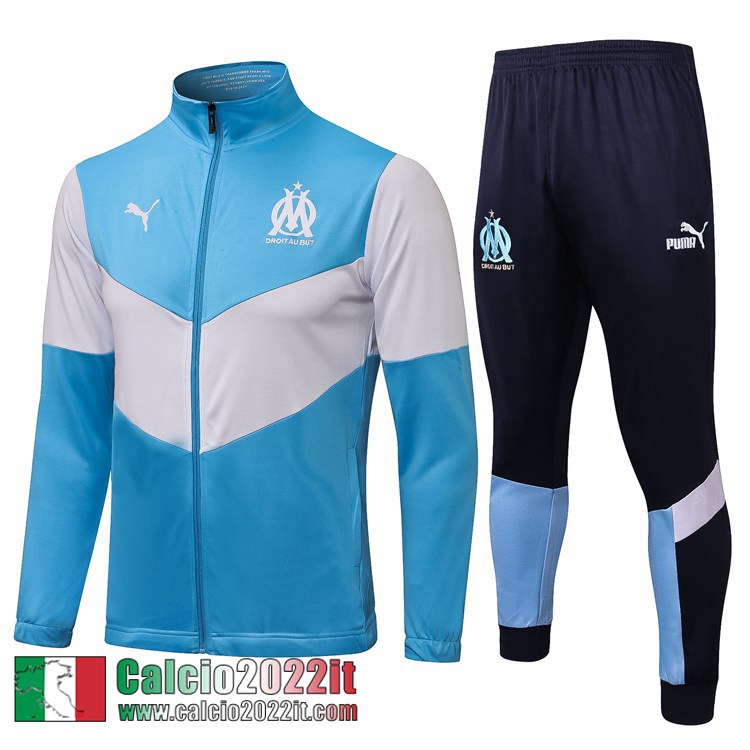 Olympique Marsiglia Full-Zip Giacca bianco blu Uomo 2021 2022 JK144