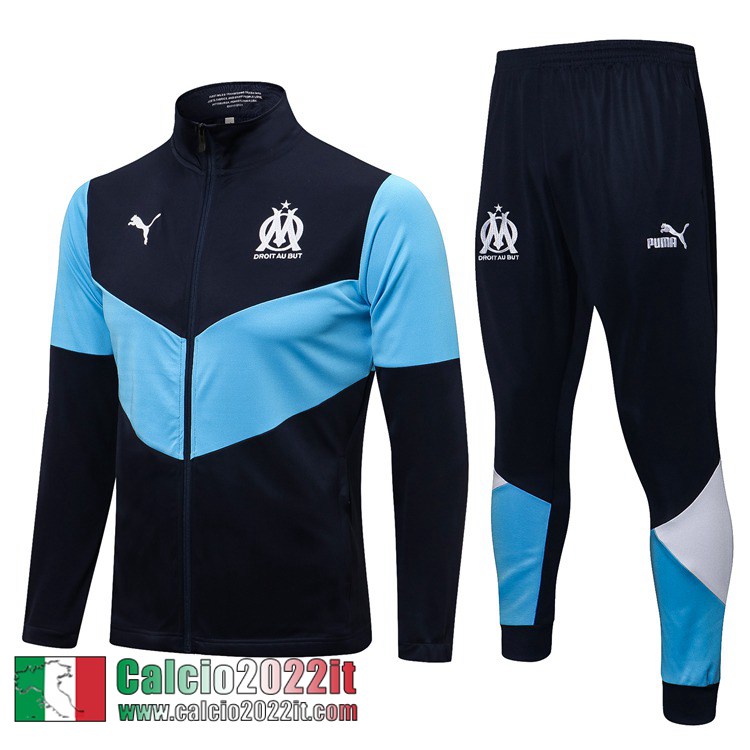 Olympique Marsiglia Full-Zip Giacca Blu scuro-blu Uomo 2021 2022 JK149