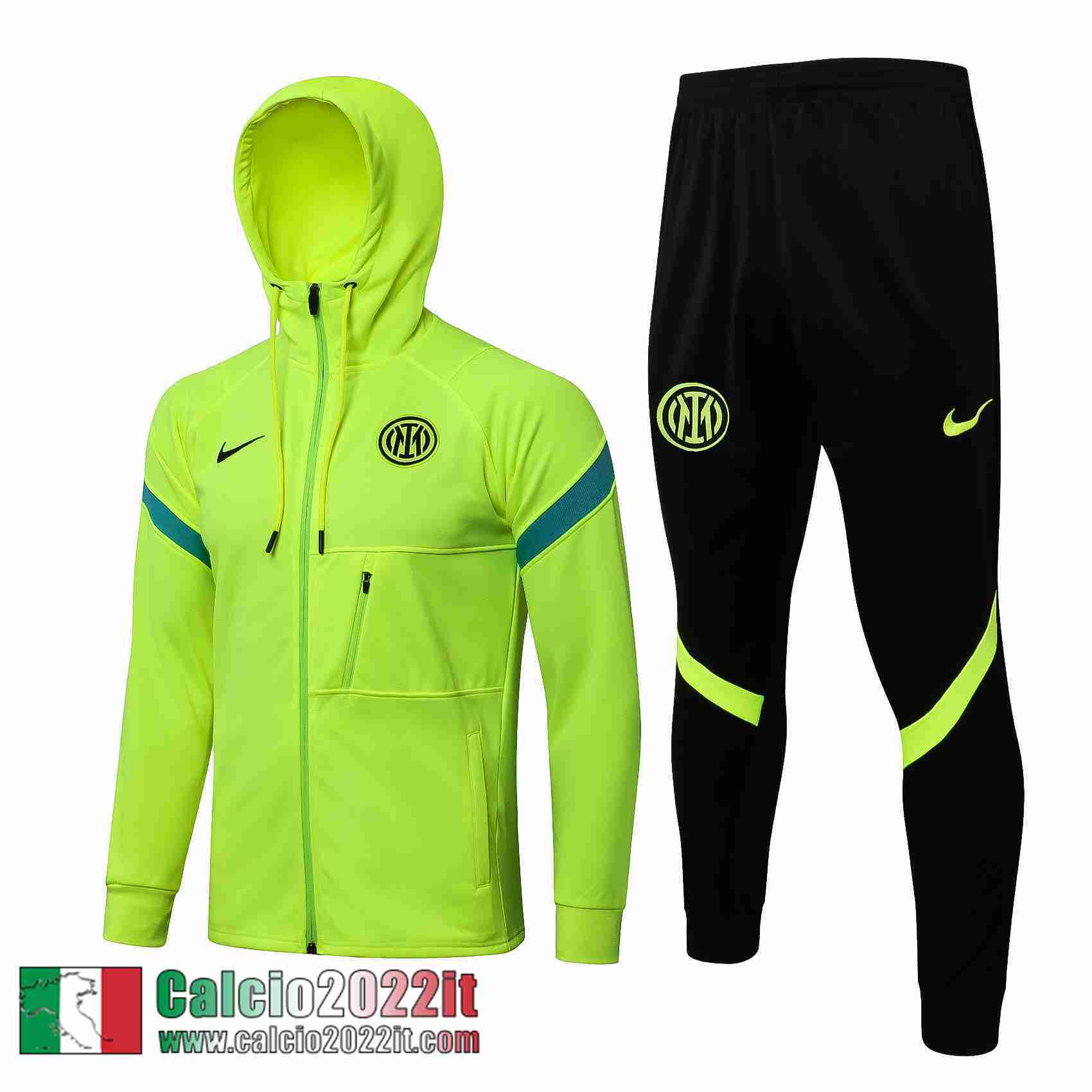 Inter Milan Cappuccio Hoodie Giacca verde Uomo 2021 2022 JK252