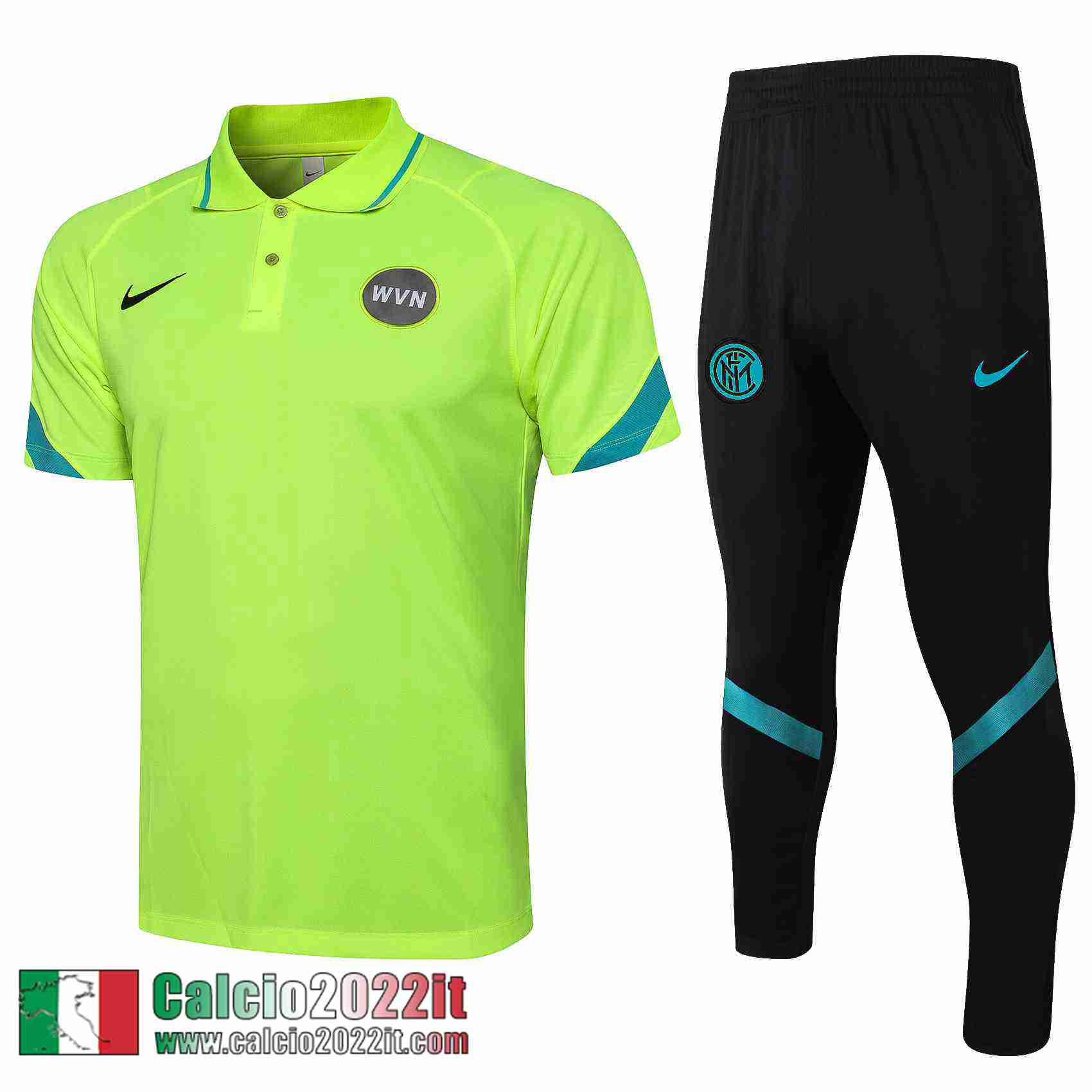 Inter Milan Maglia Polo Inter Milan Verde Fluorescente Pl26 2021 2022