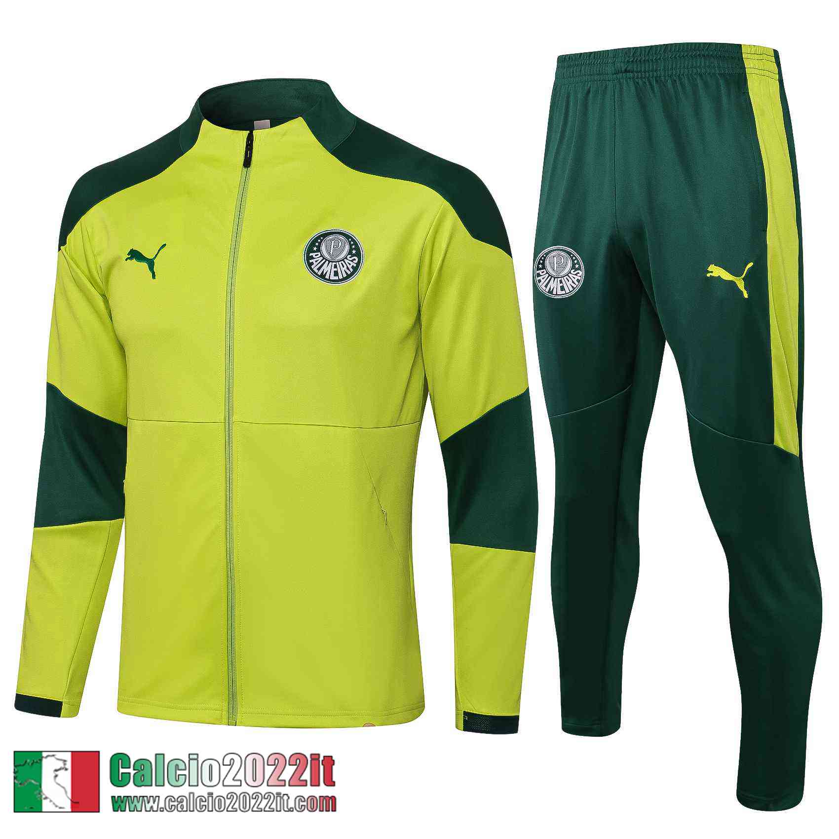 Palmeiras Full-Zip Giacca Uomo Verde fluorescente JK88 2021 2022